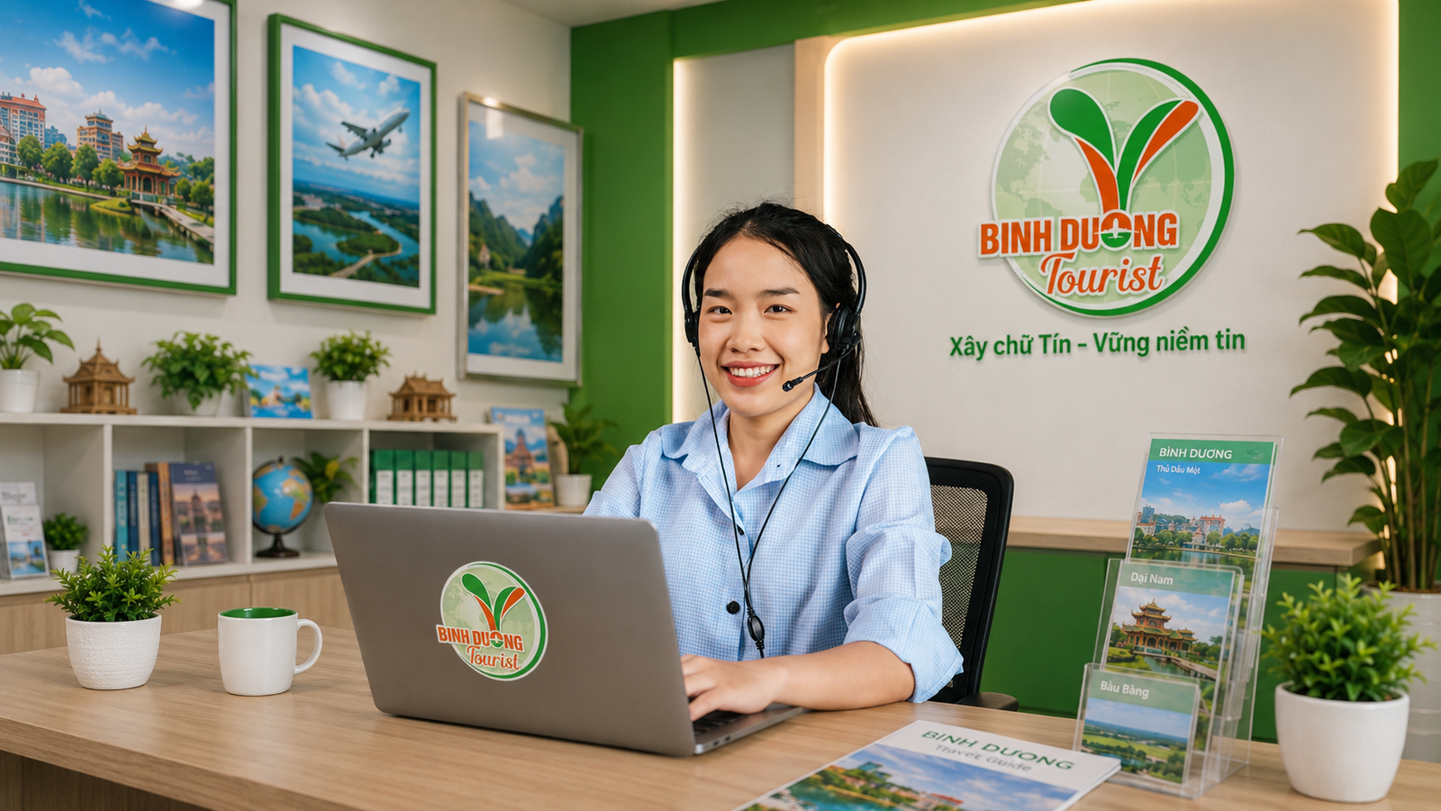 Nhân viên tư vấn qua điện thoại tại văn phòng